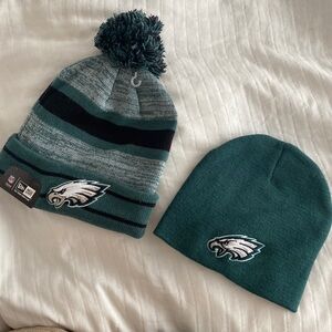 two eagles beanies, both never worn, one with tags still on